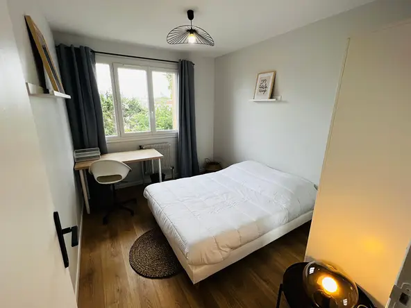 Chambre meublée avec bureau et vue sur verdure — Rue Greuze Villeurbanne